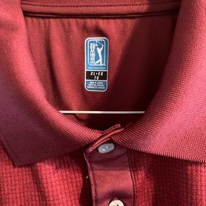 PGA Tour Golf Shirt, Burgundy Jacquard, XL, Never worn